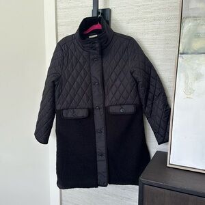 Loft by Ann Taylor 3/4 length quilted jacket with Boucle detail